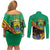 Gabon Black Panther Couples Matching Off Shoulder Short Dress and Long Sleeve Button Shirt Coat Of Arms