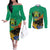 Gabon Black Panther Couples Matching Off The Shoulder Long Sleeve Dress and Long Sleeve Button Shirt Coat Of Arms