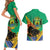 Gabon Black Panther Couples Matching Short Sleeve Bodycon Dress and Hawaiian Shirt Coat Of Arms