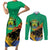 Gabon Black Panther Couples Matching Short Sleeve Bodycon Dress and Long Sleeve Button Shirt Coat Of Arms