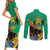 Gabon Black Panther Couples Matching Short Sleeve Bodycon Dress and Long Sleeve Button Shirt Coat Of Arms