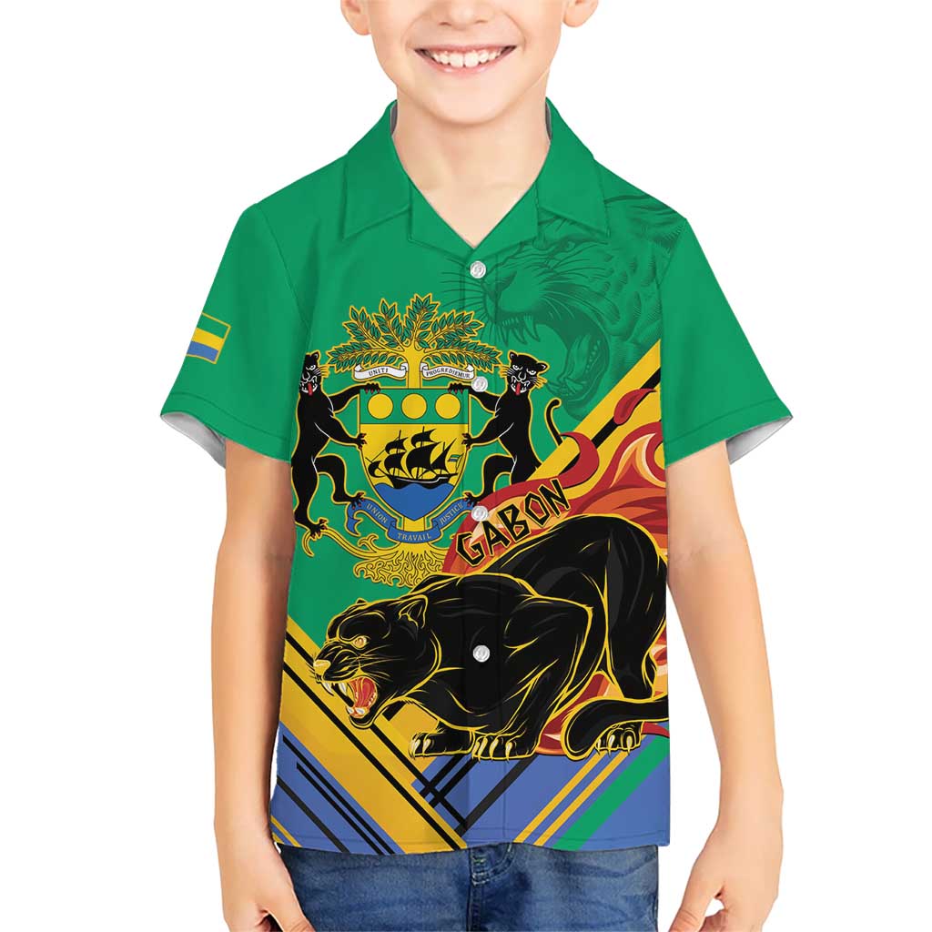 Gabon Black Panther Kid Hawaiian Shirt Coat Of Arms