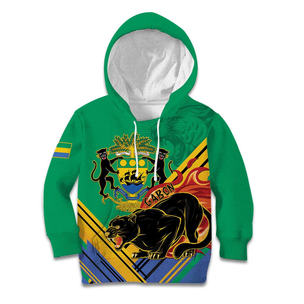 Gabon Black Panther Kid Hoodie Coat Of Arms