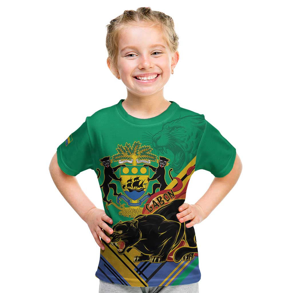 Gabon Black Panther Kid T Shirt Coat Of Arms