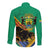 Gabon Black Panther Long Sleeve Button Shirt Coat Of Arms