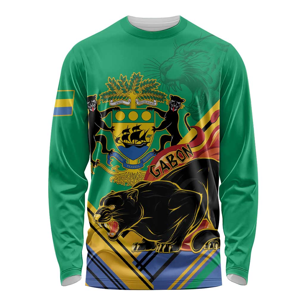 Gabon Black Panther Long Sleeve Shirt Coat Of Arms