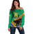 Gabon Black Panther Off Shoulder Sweater Coat Of Arms