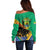 Gabon Black Panther Off Shoulder Sweater Coat Of Arms