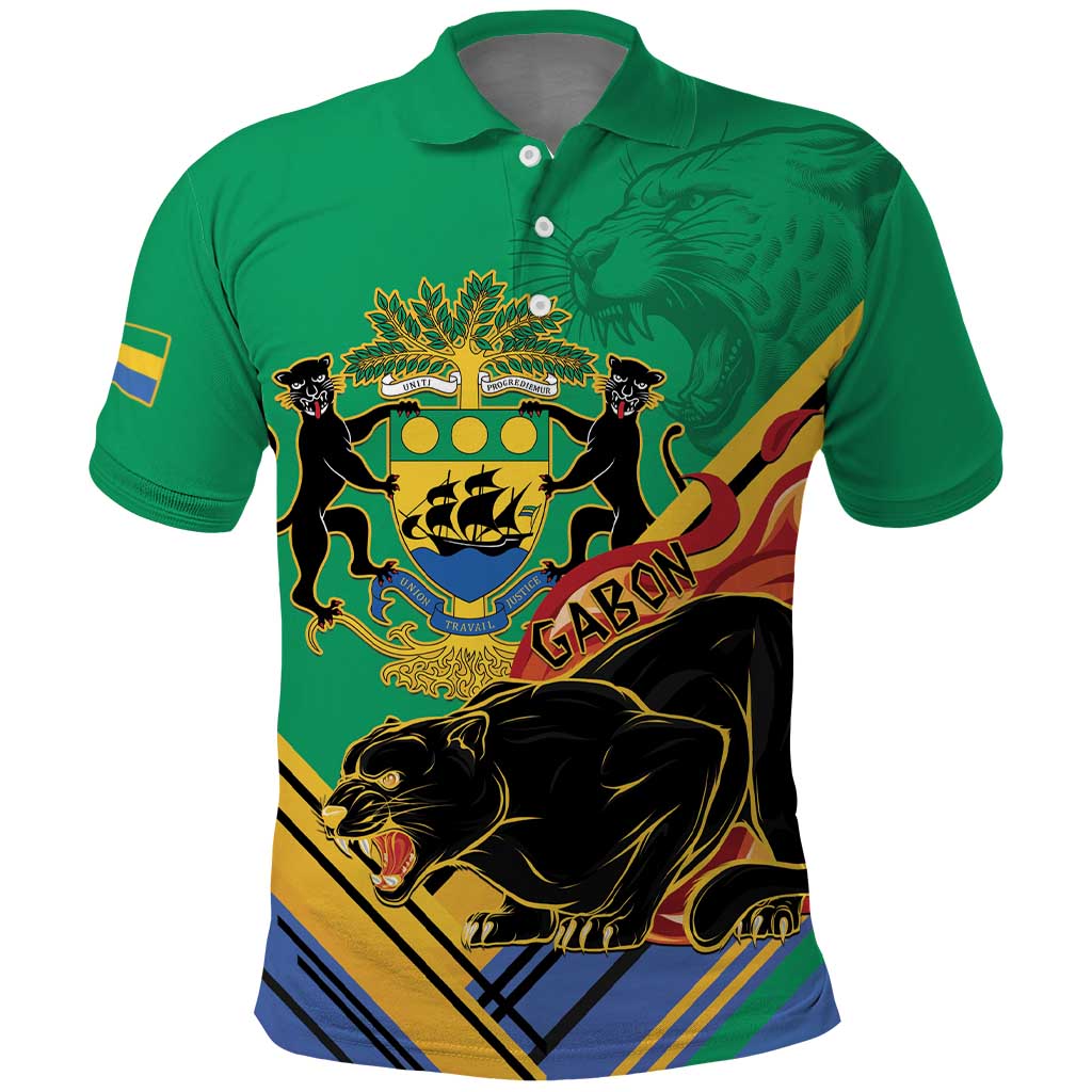 Gabon Black Panther Polo Shirt Coat Of Arms