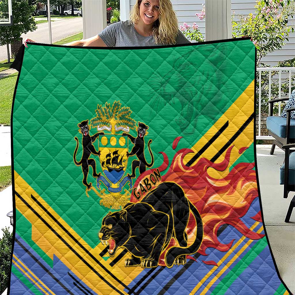 Gabon Black Panther Quilt Coat Of Arms - Wonder Print Shop