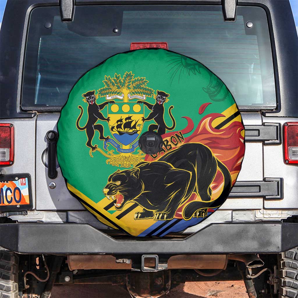 Gabon Black Panther Spare Tire Cover Coat Of Arms - Wonder Print Shop