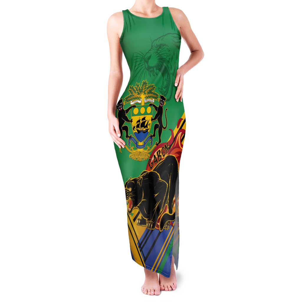 Gabon Black Panther Tank Maxi Dress Coat Of Arms - Wonder Print Shop