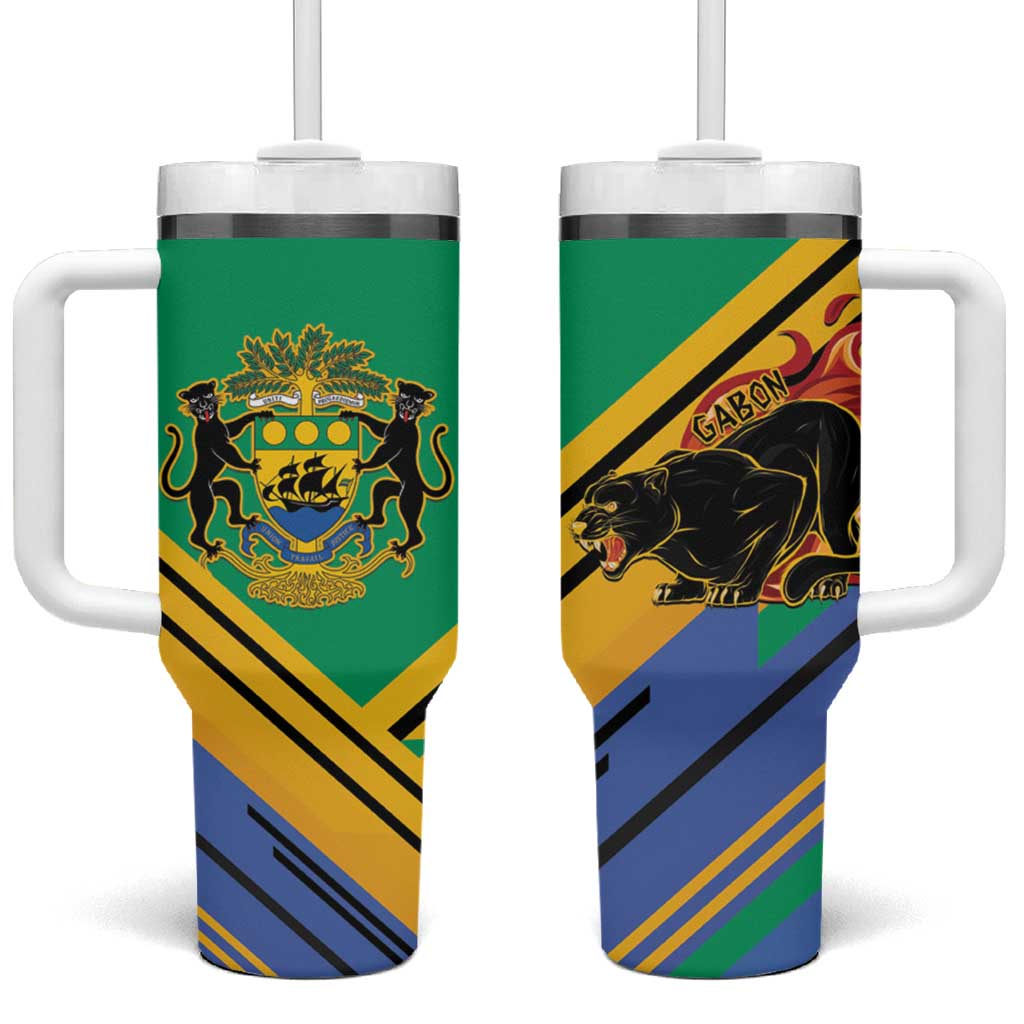 Gabon Black Panther Tumbler With Handle Coat Of Arms - Wonder Print Shop