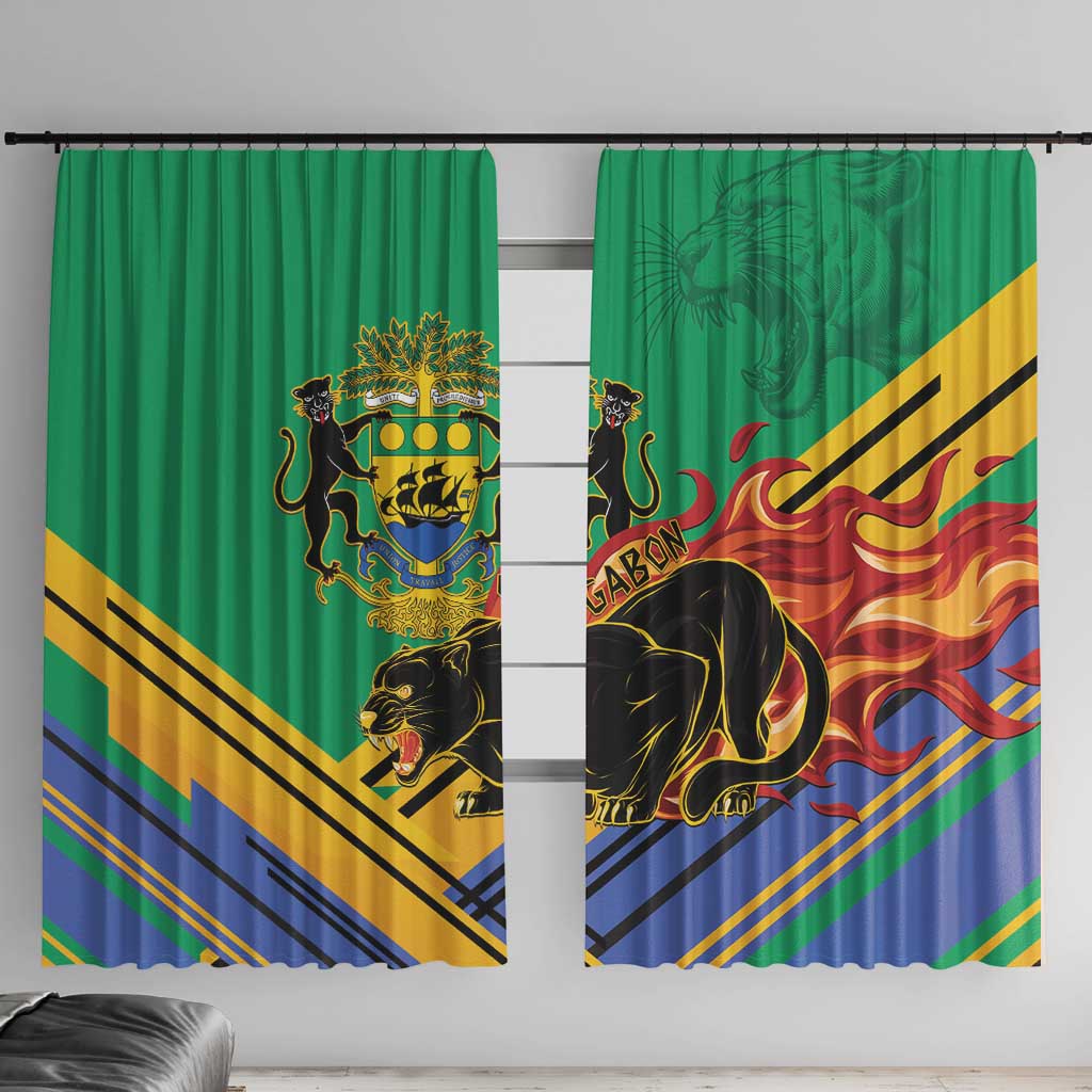 Gabon Black Panther Window Curtain Coat Of Arms - Wonder Print Shop