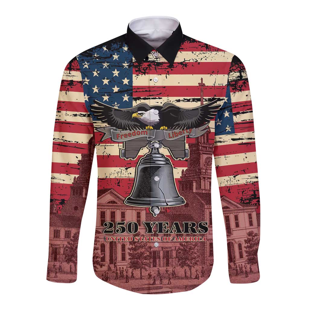 Liberty Bell 250 Years Long Sleeve Button Shirt United States of America