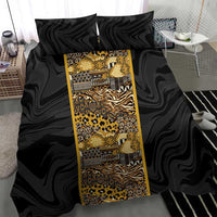 African Tribal Heritage Bedding Set Black Gold Pattern