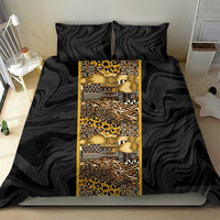 African Tribal Heritage Bedding Set Black Gold Pattern