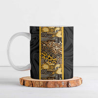 African Tribal Heritage Ceramic Mug Black Gold Pattern
