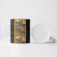 African Tribal Heritage Ceramic Mug Black Gold Pattern