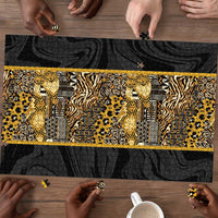 African Tribal Heritage Puzzle Black Gold Pattern