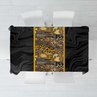 African Tribal Heritage Tablecloth Black Gold Pattern