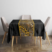 African Tribal Heritage Tablecloth Black Gold Pattern