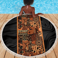 African Tribal Heritage Beach Blanket Earth Tone Pattern
