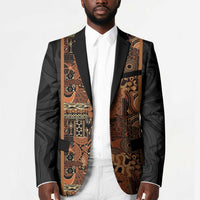 African Tribal Heritage Blazer Earth Tone Pattern