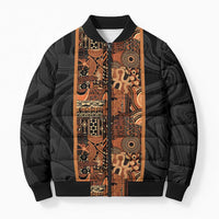 African Tribal Heritage Bomber Puffer Jacket Earth Tone Pattern