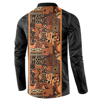 African Tribal Heritage Button Sweatshirt Earth Tone Pattern