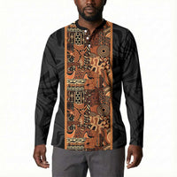 African Tribal Heritage Button Sweatshirt Earth Tone Pattern