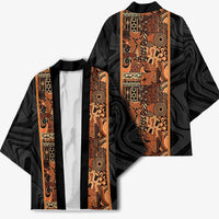 African Tribal Heritage Kimono Earth Tone Pattern