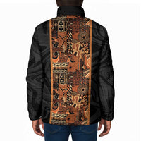 African Tribal Heritage Padded Jacket Earth Tone Pattern