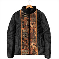 African Tribal Heritage Padded Jacket Earth Tone Pattern