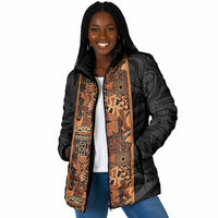 African Tribal Heritage Padded Jacket Earth Tone Pattern