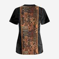African Tribal Heritage Scrub Top Earth Tone Pattern