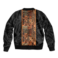 African Tribal Heritage Sleeve Zip Bomber Jacket Earth Tone Pattern