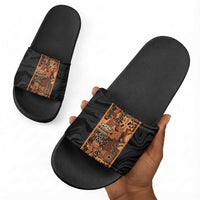 African Tribal Heritage Slide Sandals Earth Tone Pattern