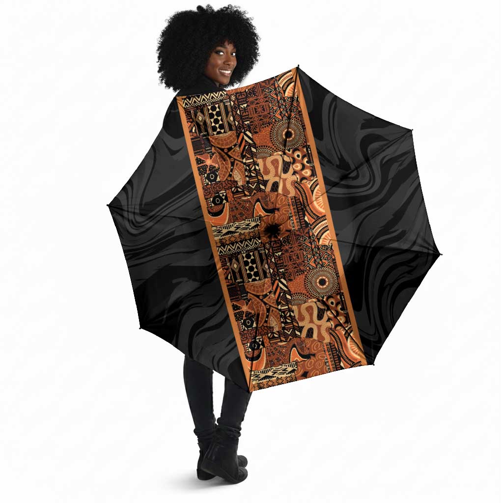 African Tribal Heritage Umbrella Earth Tone Pattern