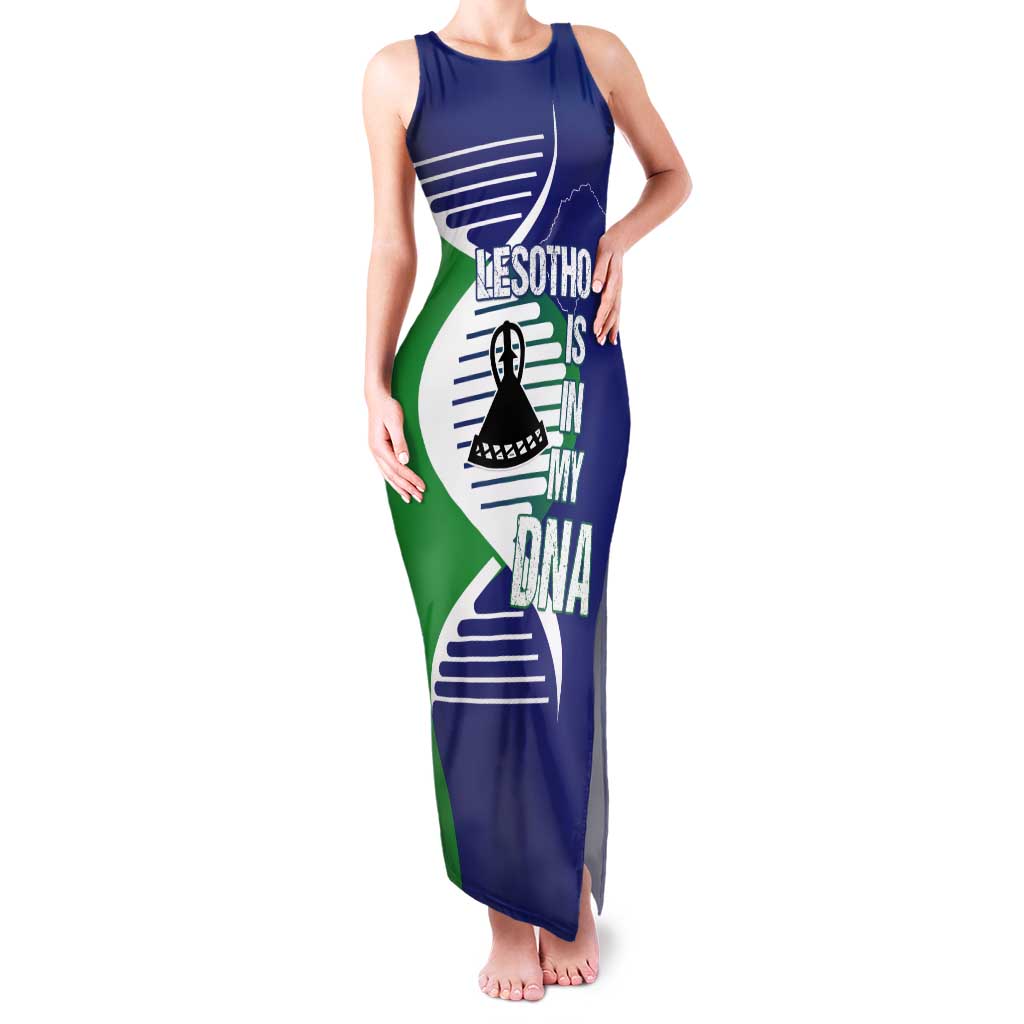 Lesotho Is In My DNA Tank Maxi Dress Lesotho Map and Coat Of Arms