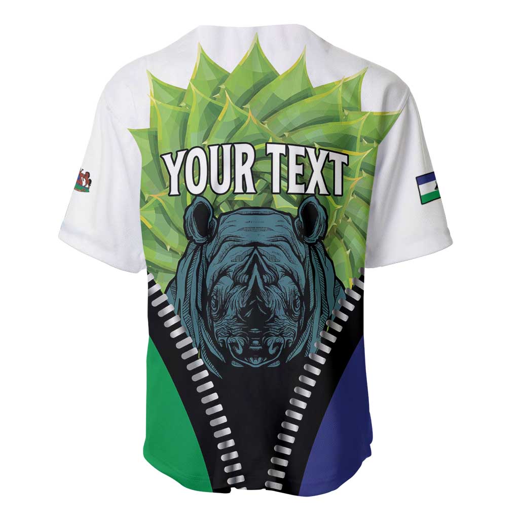 Personalised Lesotho Black Rhinoceros Baseball Jersey With Aloe Polyphylla