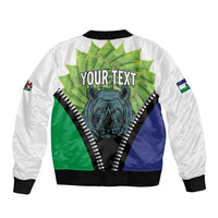 Personalised Lesotho Black Rhinoceros Bomber Jacket With Aloe Polyphylla