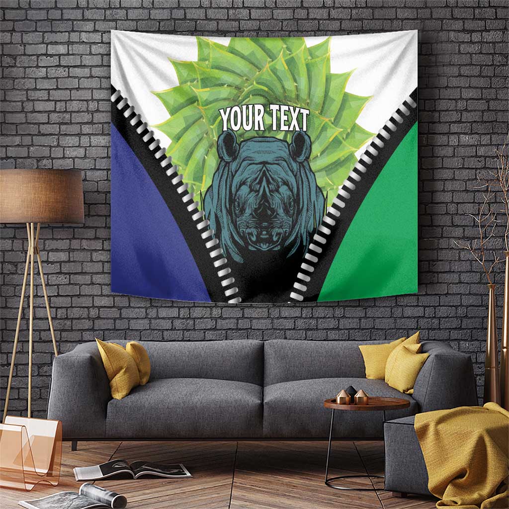 Personalised Lesotho Black Rhinoceros Tapestry With Aloe Polyphylla
