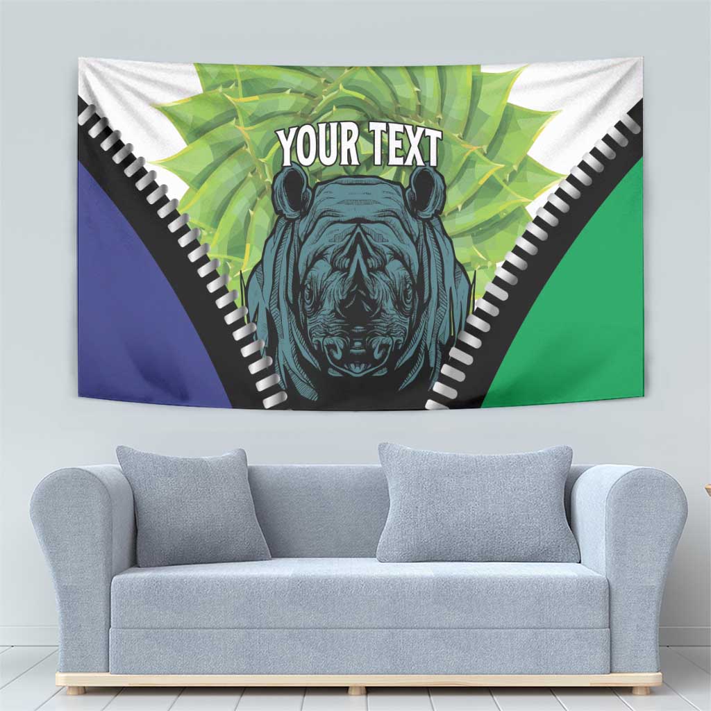 Personalised Lesotho Black Rhinoceros Tapestry With Aloe Polyphylla