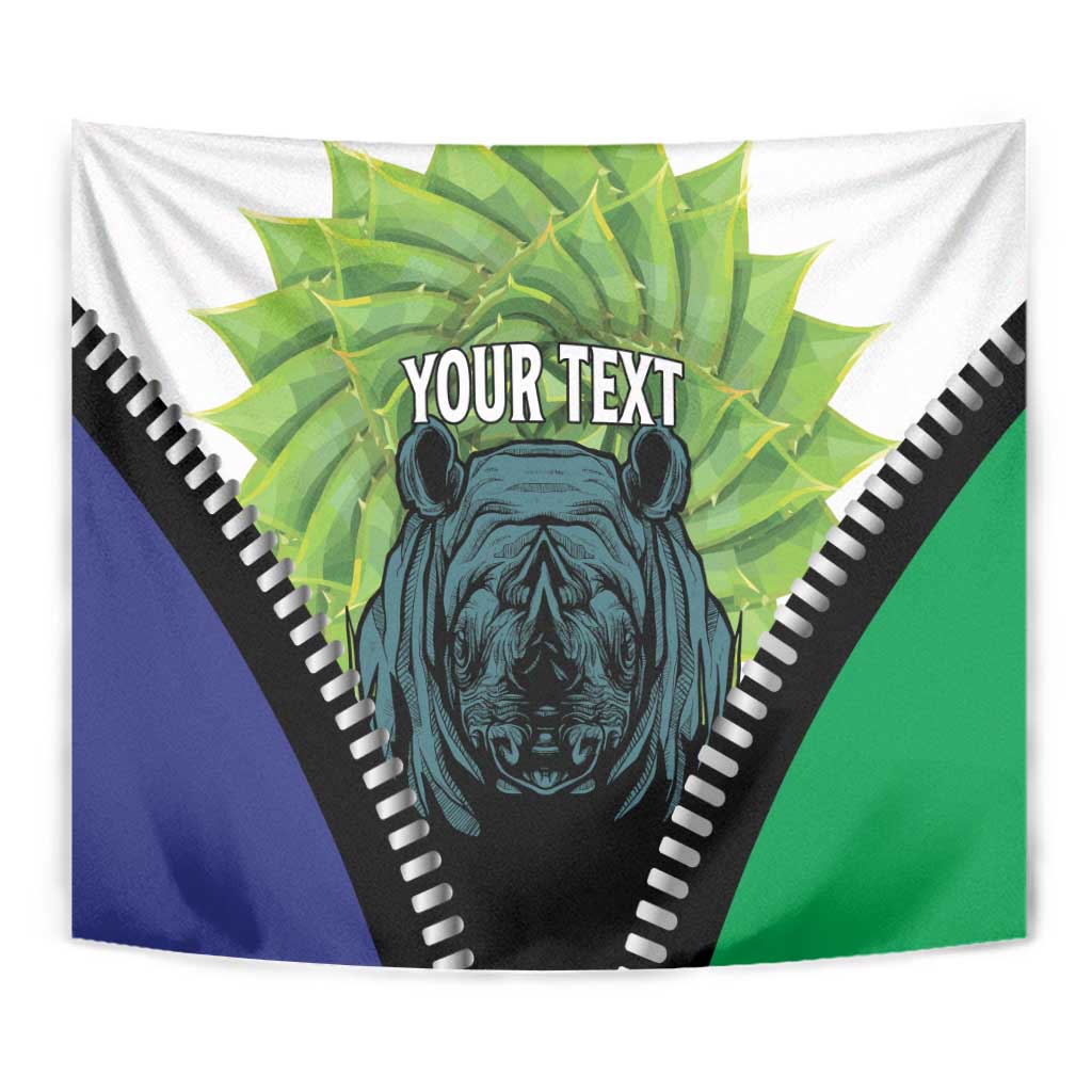 Personalised Lesotho Black Rhinoceros Tapestry With Aloe Polyphylla