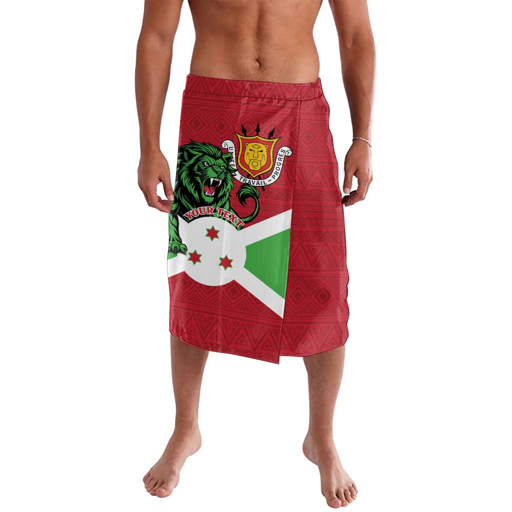 Personalized Burundi Lavalava Lion and Coat Of Arms - Flag Style