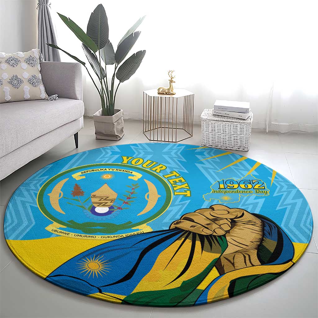 Personalized Rwanda Independence Day Round Carpet Coat Of Arms Imigongo Pattern