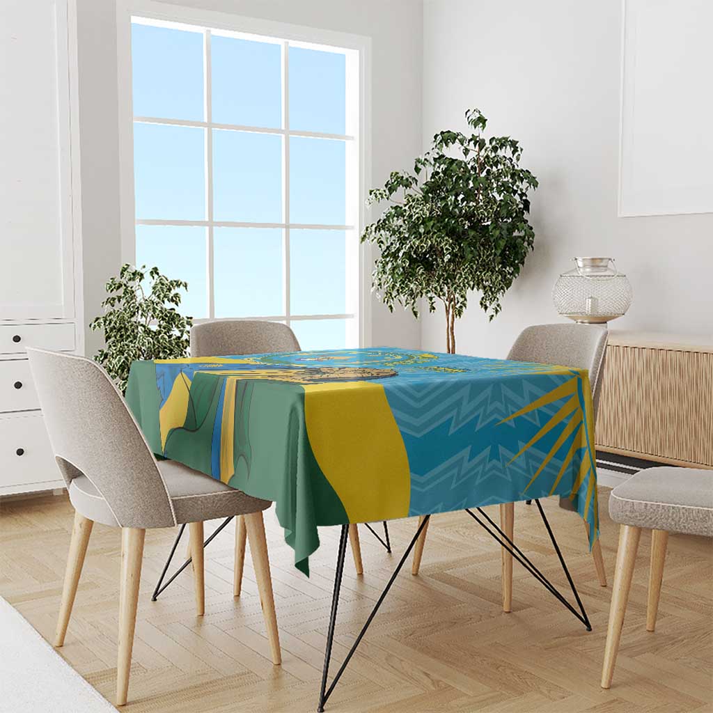 Personalized Rwanda Independence Day Tablecloth Coat Of Arms Imigongo Pattern