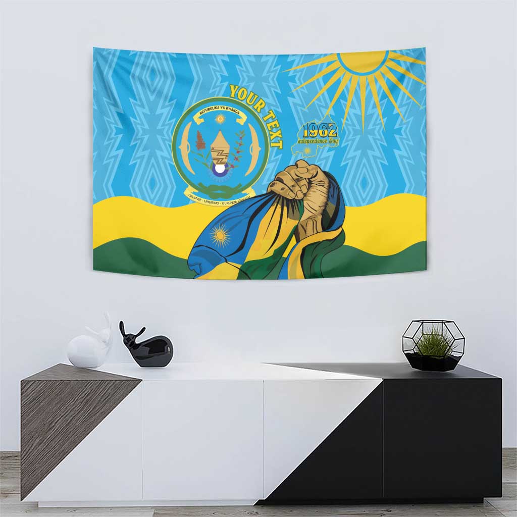 Personalized Rwanda Independence Day Tapestry Coat Of Arms Imigongo Pattern