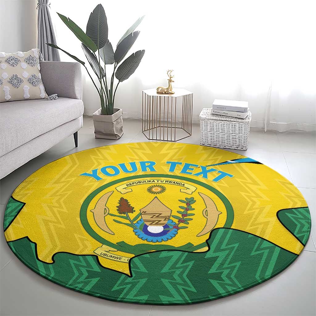 Personalized Rwanda Round Carpet Coat Of Arms Imigongo Pattern - Sporty Style